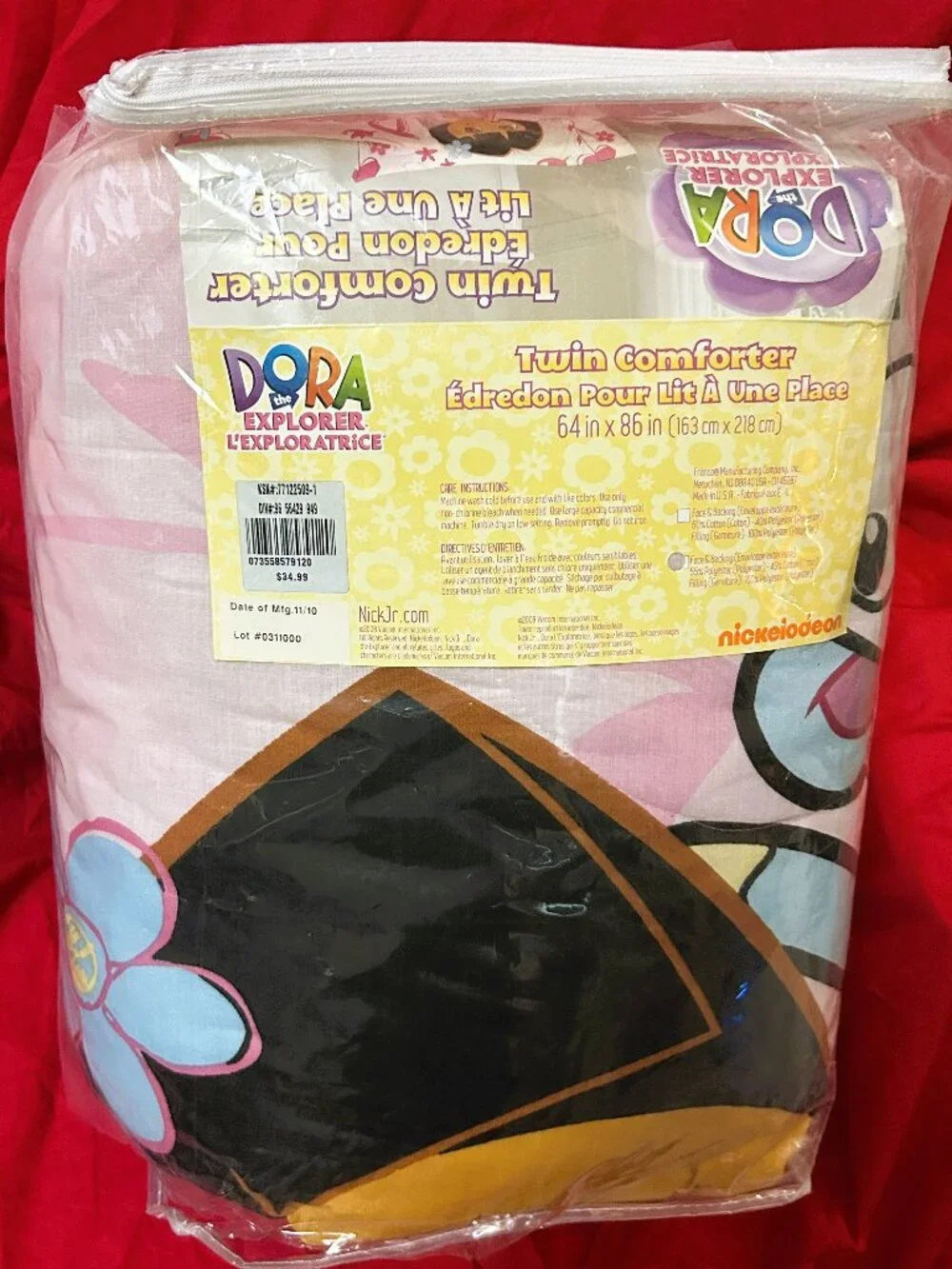 NEW~TWIN sz~Comforter+Sheet Set~Dora the Explorer boots monkey~pink COTTON RICH